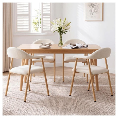 4-Set DUMOS Linen Fabric Upholstered Dining Chairs