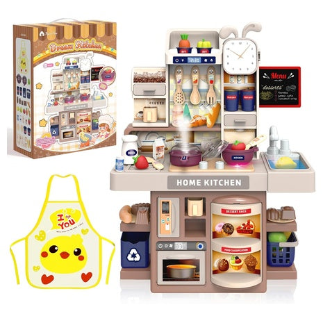 56-Piece Mini Kitchen Playset with Apron & Accessories