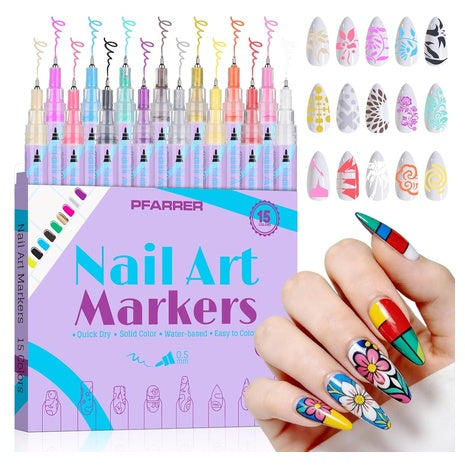 15 Colors Quick-drying New Nail Art Pens Set