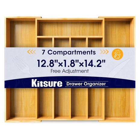 Bamboo Expandable Silverware Drawer Organizer