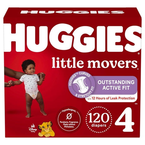 120 Huggies Little Movers Size 4 Diapers