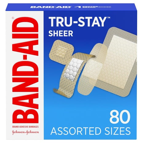 80 Band-Aid Tru-Stay Sheer Strips Sterile Assorted Bandages