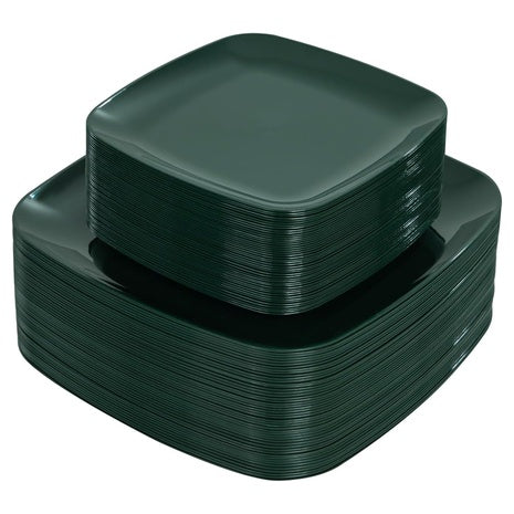 100 Green Square Disposable Plates