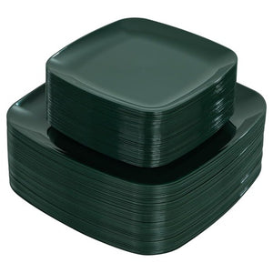 100 Green Square Disposable Plates