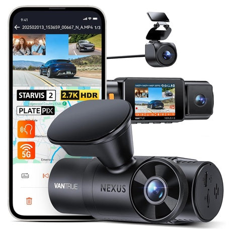 Vantrue N4S 3-Channel 2.7K+1440P+1440P WiFi Dash Camera w/ PlatePix
