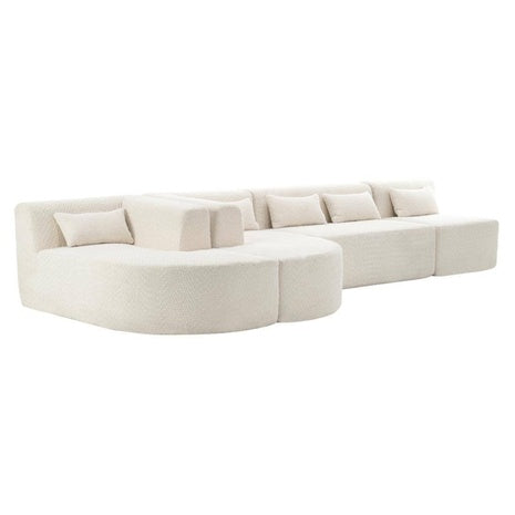 143.7" L-Shaped Straight Arm Boucle Fabric Sofa