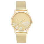 Nine West Women's Floral Dial Mesh Bracelet Watch