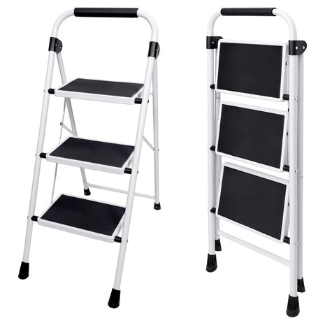 OLIXIS 3 Sturdy Step Stool Ladder With Anti-Slip Pedal & Comfortable Handrail