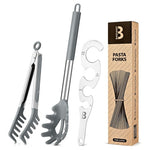 3-Pack Silicone Spaghetti Spoon & Pasta Tong With Measurer