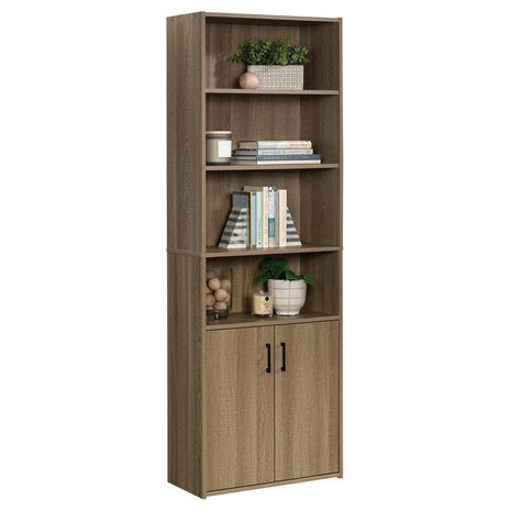6-Shelf Oak Bookcase with Doors