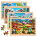 4-Pack 24-Piece Wooden Kids Puzzles
