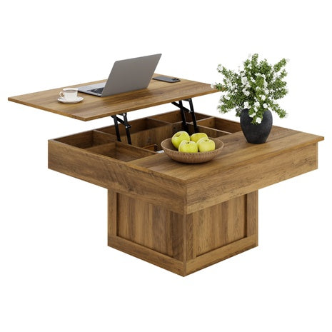 Gunaito Lift Top Coffee Table With LED Lights & Storage