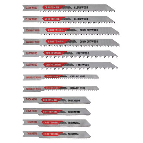12-Piece Craftsman High Carbon Steel U-Shank Jig Saw Blade Set