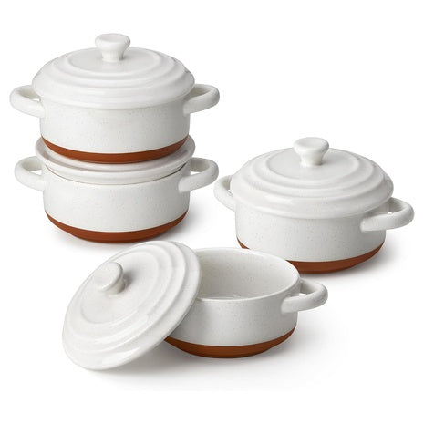 4-Piece 12 oz Ceramic Mini Dutch Oven Set
