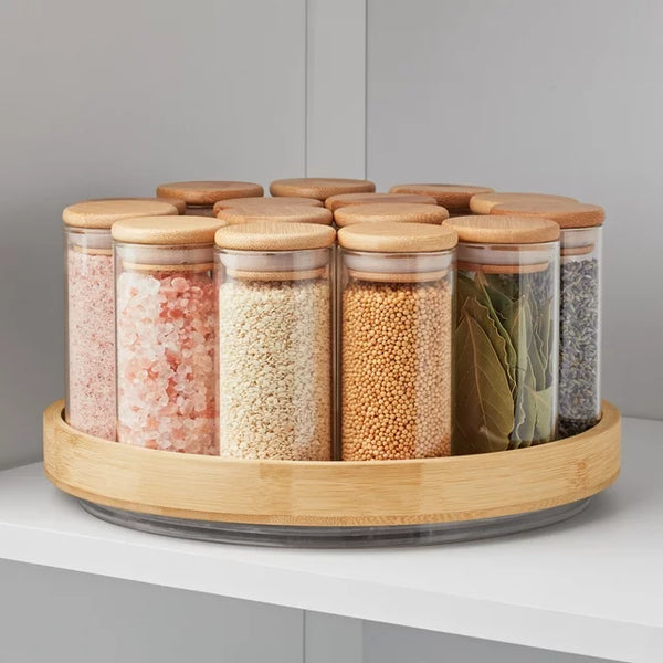 2 Bamboo Low Wall Organization Turntable Lazy Susans