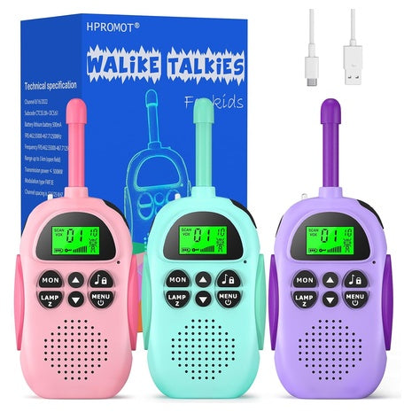3-Pack Kids Rechargeable Walkie Talkies