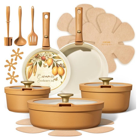 20-Piece Carote Ceramic Cookware Set W/ Detachable Handles