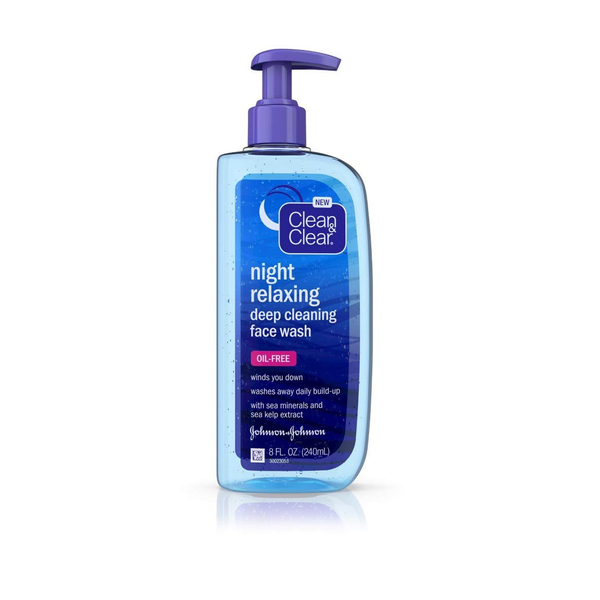 6-Pack Clean & Clear Night Relaxing Deep Cleaning Oil-Free Face Wash with Hyaluronic Acid & Sea Kelp Extract