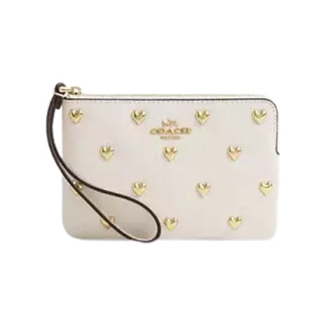 Coach Women's Corner Zip Wristlet With Heart Rivets