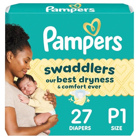 27 Pampers Swaddlers Size P1 Diapers