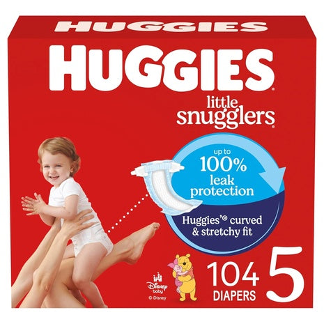 104 Huggies Little Snugglers Size 5 Diapers