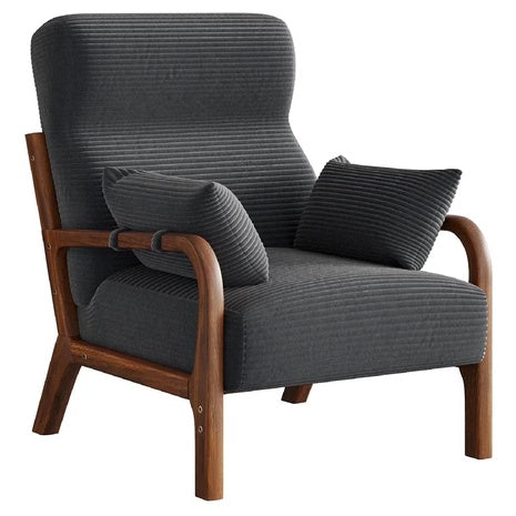 Mid-Century Modern Accent Chair with Solid Wood Frame & Pillows