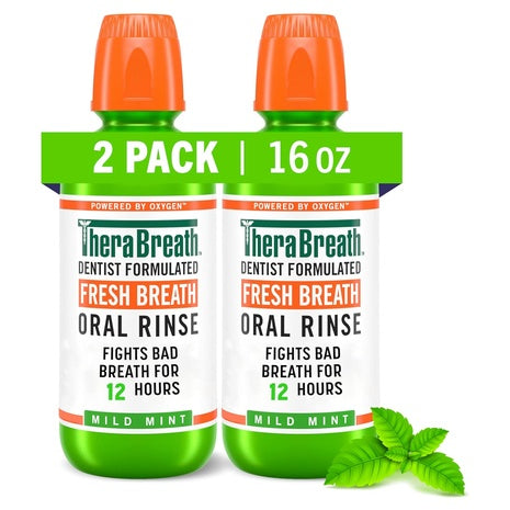 2 TheraBreath Icy Mint or Mild Mint Mouthwash
