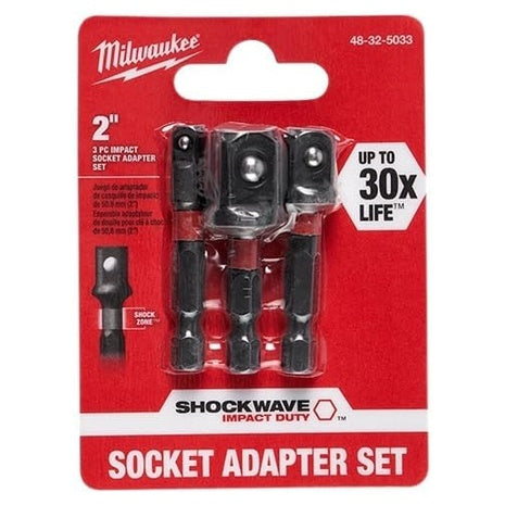 3-Piece Milwaukee SHOCKWAVE Impact Duty Hex Shank Socket Adapter Set