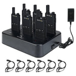 6-Pack Slim 2-Way Radios w/ Charger, Mic & Earpiece