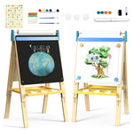 12 in 1 Art Easel with Chalkboard & Magnetic Whiteboard