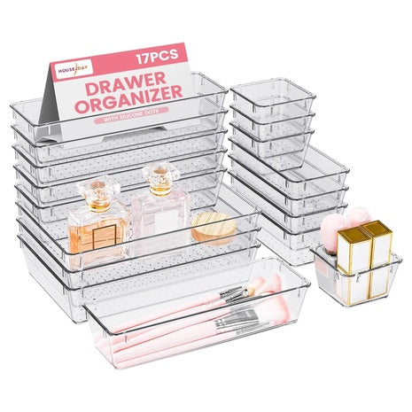 17-Piece Plastic Drawer Organizer Set