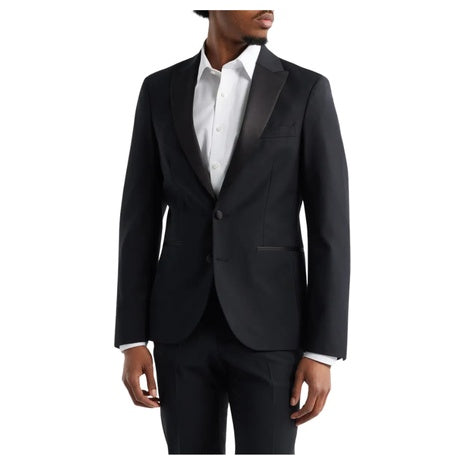 Open Edit Men's Peaked Lapel Stretch Wool Blend Tuxedo Jacket
