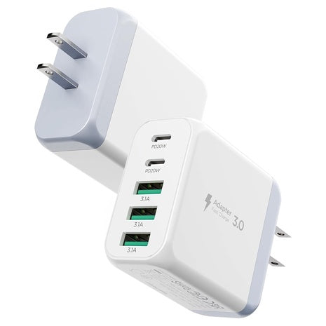 2-Pack 50W 5-Port USB Type-C Charger Block