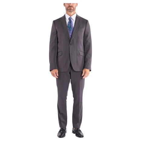 Savile Row Co Men's Hoxton Charcoal Plaid Notch Lapel Suit