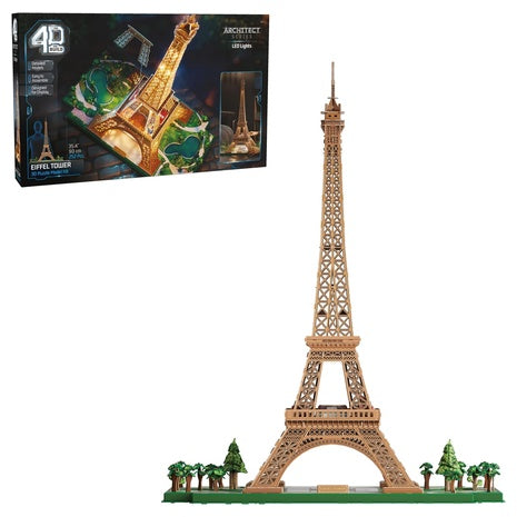 252-Piece 4D Build Architect Series Eiffel Tower 3D Model Kit W/ LED Lights