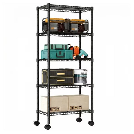 EDX 5 Tier Heavy Duty Adjustable Wire Shelving With Wheels