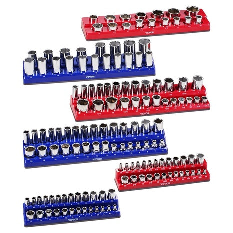 6-Piece Vevor Metric/SAE Magnetic Socket Organizers Tray Holder Set