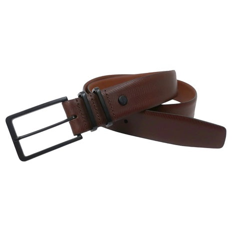 Boconi Men's Matte Herringbone Leather Belt