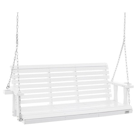 5.5ft Wooden Porch Swing with Cup Holders & Adjustable Chains
