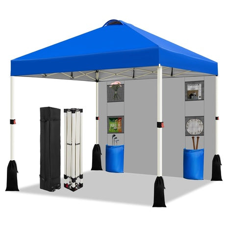 10' X 10' Pop Up 1-Button Push Setup Canopy Tent With 1 Sidewall