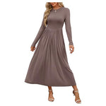 Women's Trendy Long Sleeve Gathered Maxi Dress