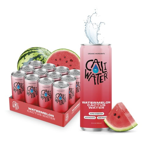 12 Cans Caliwater Watermelon Cactus Water (12oz)