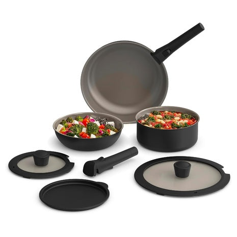 8-Piece Bella Ceramic Nonstick Removable Handle Cookware Set