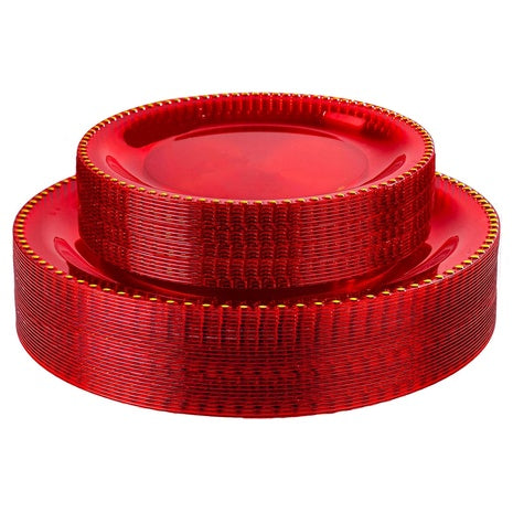 60 Red & Gold Disposable Plates