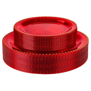 60 Red & Gold Disposable Plates