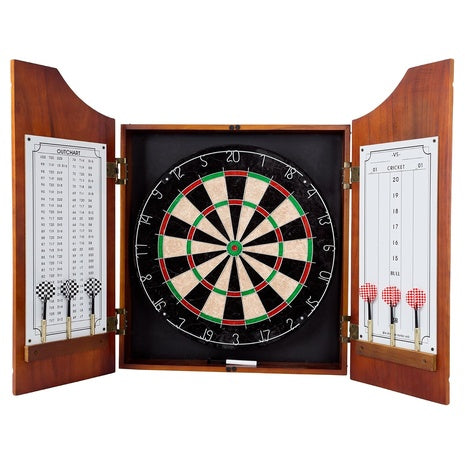 Dart Board Cabinet Set With 6 Darts