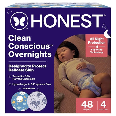 48 Honest Comfort Dry Sensitive Size 4 Disposable Overnight Diapers