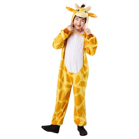Kids Giraffe Comfywear One Piece Plush Hooded Jumspuit