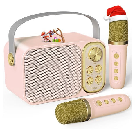 Mini Karaoke Machine with 2 Wireless Microphones