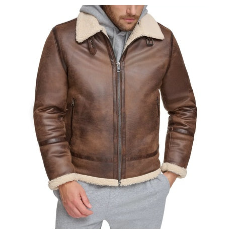 Calvin Klein Men's Classic Faux Shearling B-3 Bomber Jacket